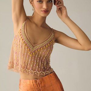 Anthropologie Beaded Pastel Tank/Camisole M/L